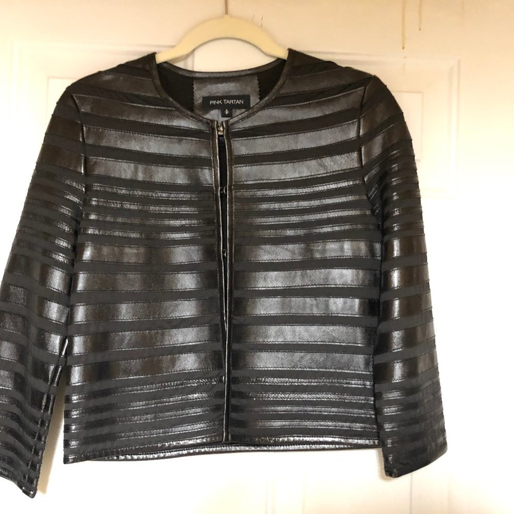 Pink Tartan Leather Jacket